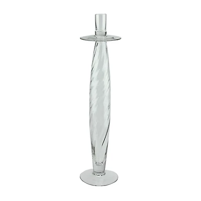16'' Clear Swirled Glass Taper Candle Holder
