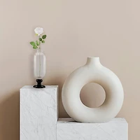 23.5'' Clear and Jet Black Glass Pedestal Style Flower Vase