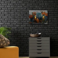 15.75'' LED Flickering Candles and Flowers Glass Candles Canvas Wall Art