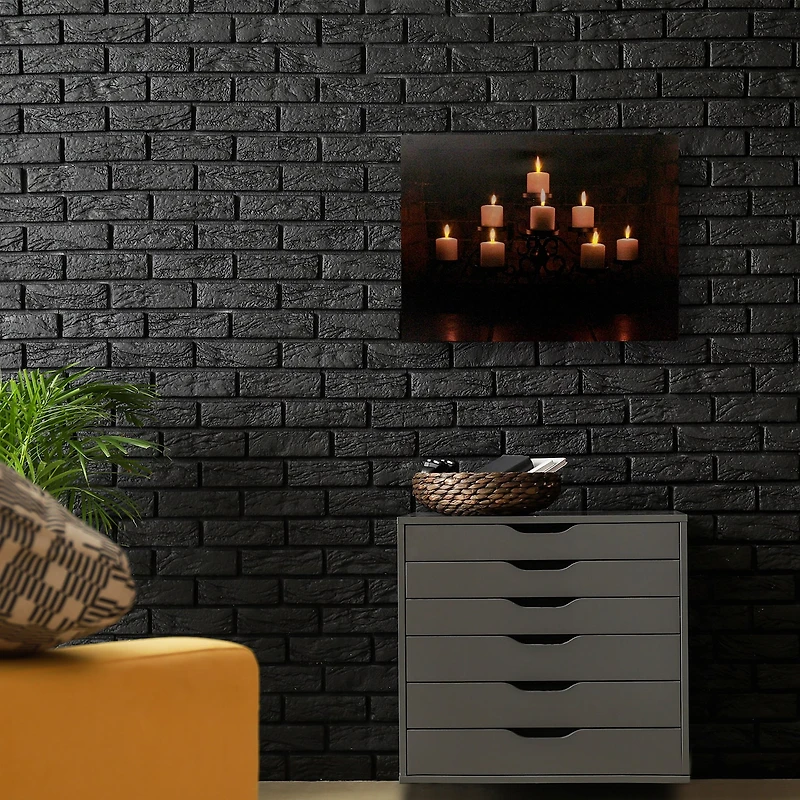 LED Lighted Flickering Rustic Fireplace Candles Canvas Wall Art 11.75" x 15.75"