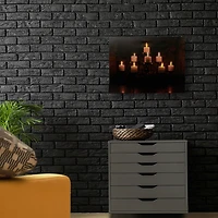 LED Lighted Flickering Rustic Fireplace Candles Canvas Wall Art 11.75" x 15.75"