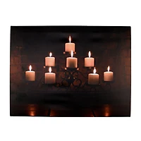 LED Lighted Flickering Rustic Fireplace Candles Canvas Wall Art 11.75" x 15.75"