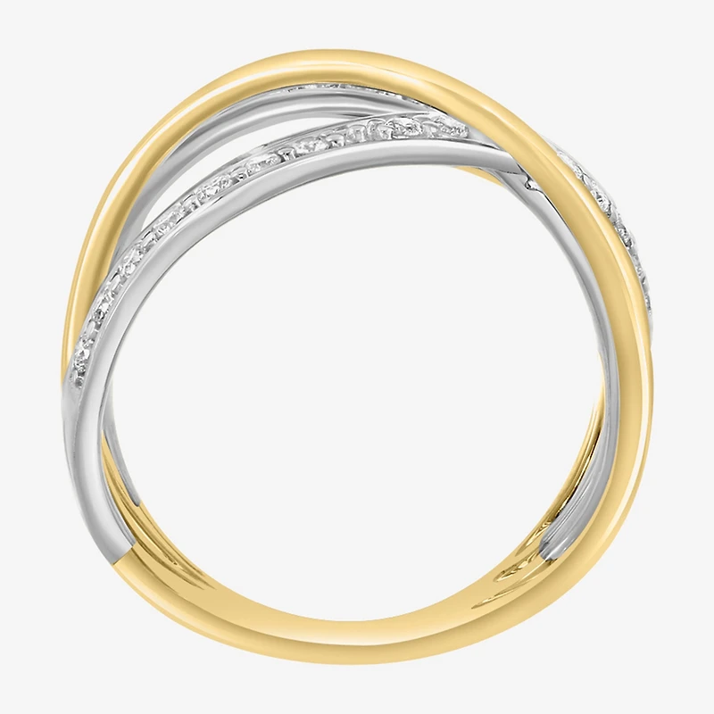 Effy Final Call Womens 3/8 CT. T.W. Natural White Diamond 14K Two Tone Gold Crossover Band