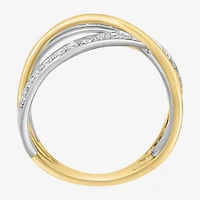 Effy Final Call Womens 3/8 CT. T.W. Natural White Diamond 14K Two Tone Gold Crossover Band