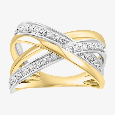Effy Final Call Womens 3/8 CT. T.W. Natural White Diamond 14K Two Tone Gold Crossover Band