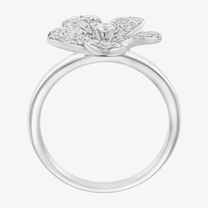 Effy Final Call (E-F / Vs2-Si1) Womens 3/4 CT. T.W. Lab Grown White Diamond Sterling Silver Flower Cocktail Ring