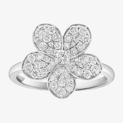 Effy Final Call (E-F / Vs2-Si1) Womens 3/4 CT. T.W. Lab Grown White Diamond Sterling Silver Flower Cocktail Ring