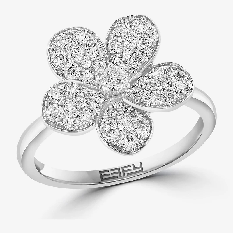 Effy Final Call (E-F / Vs2-Si1) Womens 3/4 CT. T.W. Lab Grown White Diamond Sterling Silver Flower Cocktail Ring