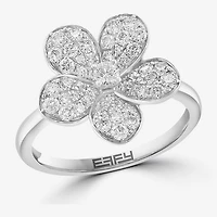 Effy Final Call (E-F / Vs2-Si1) Womens 3/4 CT. T.W. Lab Grown White Diamond Sterling Silver Flower Cocktail Ring