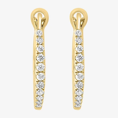 Effy Final Call Womens 1/7 CT. T.W. Natural White Diamond 14K Gold 15.2mm Hoop Earrings