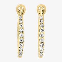 Effy Final Call Womens 1/7 CT. T.W. Natural White Diamond 14K Gold 15.2mm Hoop Earrings