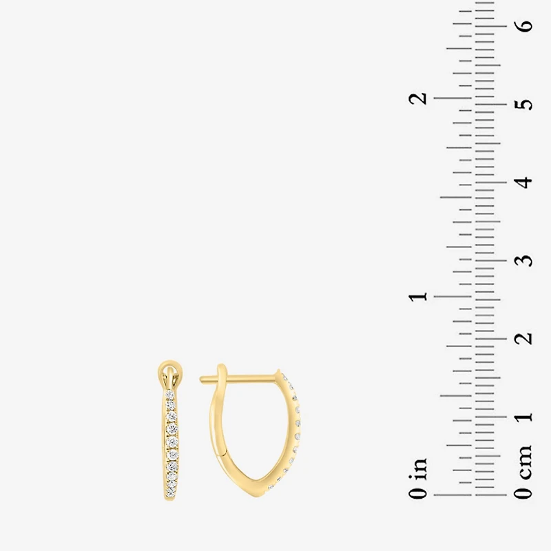 Effy Final Call Womens 1/7 CT. T.W. Natural White Diamond 14K Gold 15.2mm Hoop Earrings