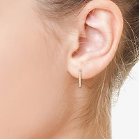 Effy Final Call Womens 1/7 CT. T.W. Natural White Diamond 14K Gold 15.2mm Hoop Earrings