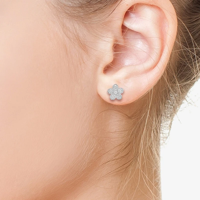 Effy Final Call (E-F / Vs2-Si1) 3/4 CT. T.W. Lab Grown White Diamond Sterling Silver 47mm Flower Stud Earrings