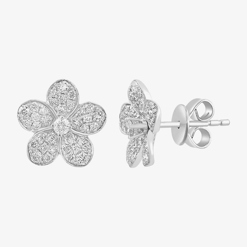 Effy Final Call (E-F / Vs2-Si1) 3/4 CT. T.W. Lab Grown White Diamond Sterling Silver 47mm Flower Stud Earrings