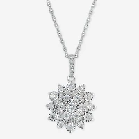 Effy Final Call Womens 1/2 CT. T.W. Natural White Diamond Sterling Silver Flower 16 Inch Pendant Necklace