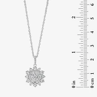 Effy Final Call Womens 1/2 CT. T.W. Natural White Diamond Sterling Silver Flower 16 Inch Pendant Necklace