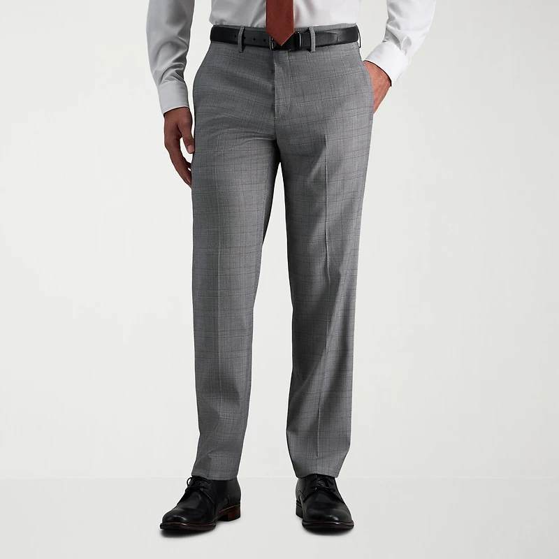 Haggar JMH Tailored Mens Stretch Fabric Modern Fit Plaid Flat Front Suit Pant