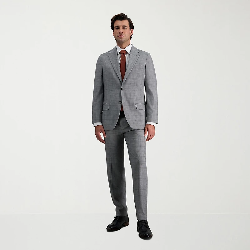 Haggar JMH Tailored Mens Stretch Fabric Modern Fit Plaid Flat Front Suit Pant