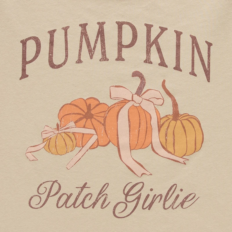 Pumpkin Patch Girlie Off The Shoulder Womens Juniors Round Neck Short Sleeve Fitted Graphic T-Shirt