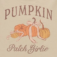Pumpkin Patch Girlie Off The Shoulder Womens Juniors Round Neck Short Sleeve Fitted Graphic T-Shirt