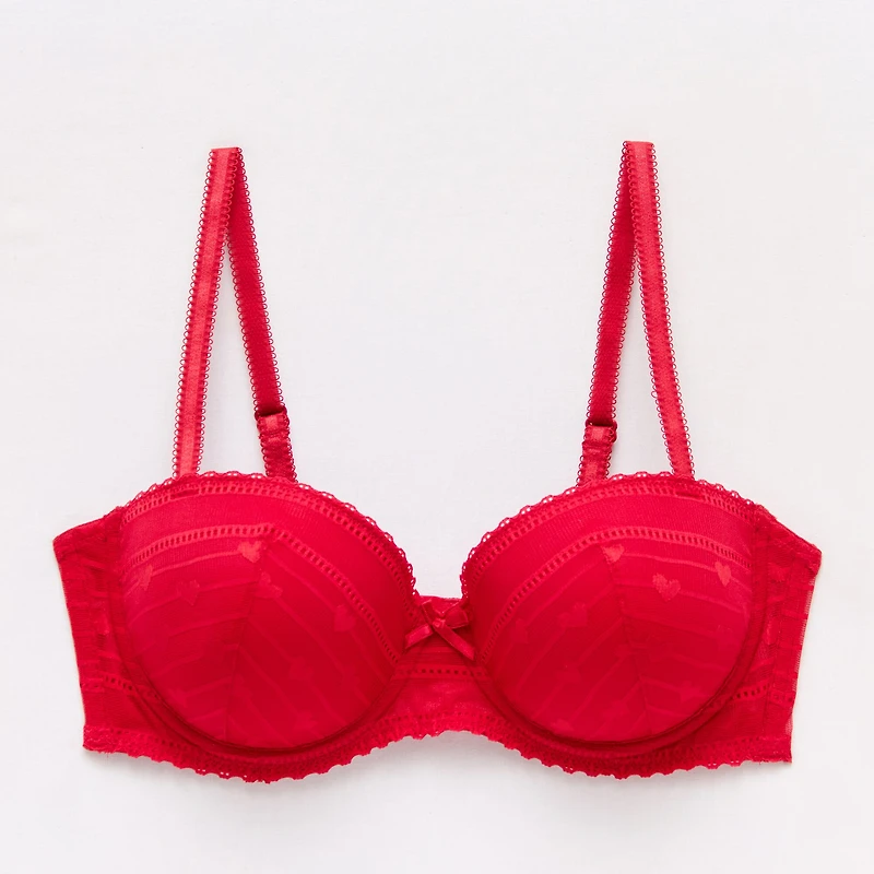Arizona Body Holiday Heart Lace Balconette Bra
