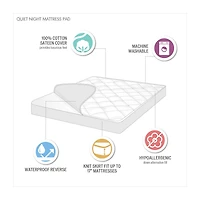 Madison Park Quiet Nights 100% Cotton Sateen Waterproof Diamond Quilting Down Alternative Mattress Pad