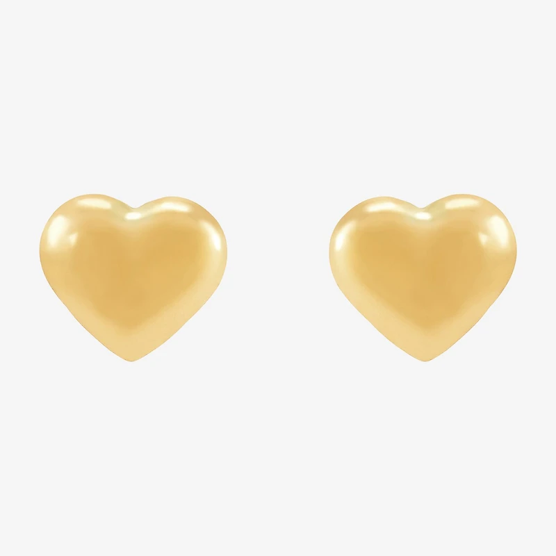 14K Gold 6.2mm Heart Stud Earrings