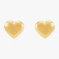 14K Gold 6.2mm Heart Stud Earrings