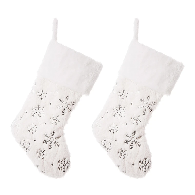 Glitzhome 2pc Plush Christmas Stocking