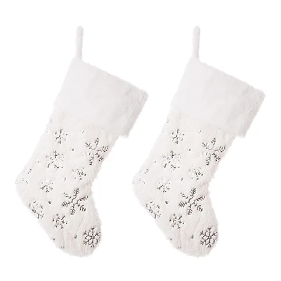 Glitzhome 2pc Plush Christmas Stocking
