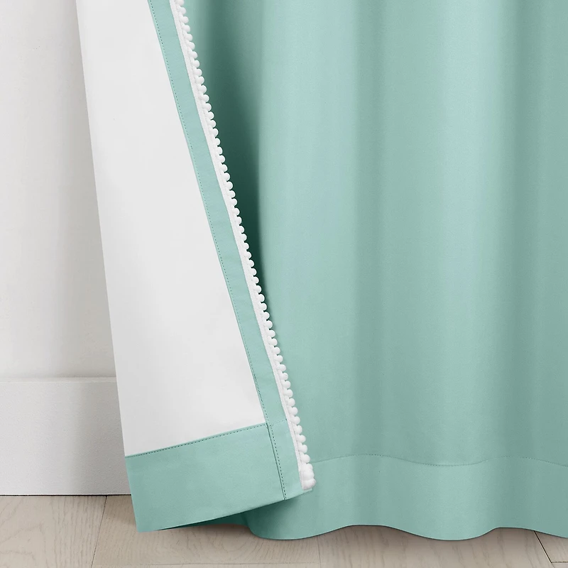Under the Stars Kids Hayden Pompom Rod Pocket Back Tab Energy Saving 100% Blackout Single Curtain Panel