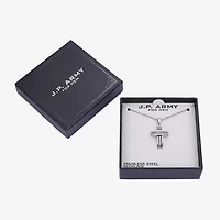 J.P. Army Men's Jewelry Stainless Steel 24 Inch Cable Cross Pendant Necklace