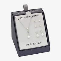 Sparkle Allure Womens Cubic Zirconia Pure Silver Over Brass Hypoallergenic -pc. Jewelry Set