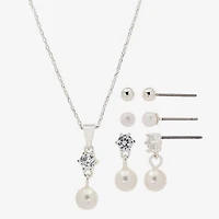 Sparkle Allure Womens Cubic Zirconia Pure Silver Over Brass Hypoallergenic -pc. Jewelry Set
