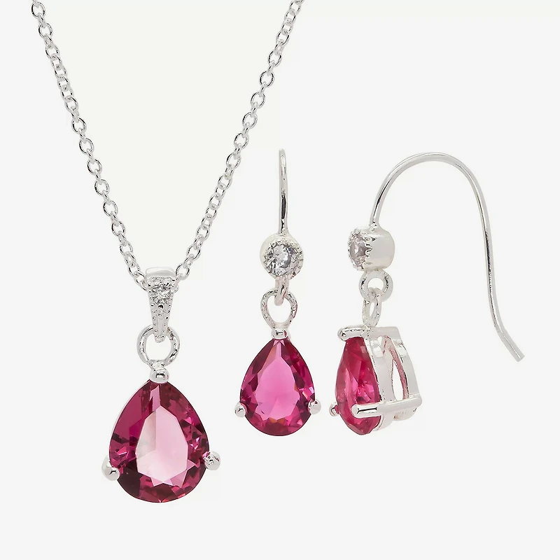 Sparkle Allure Womens Red Cubic Zirconia Pure Silver Over Brass Hypoallergenic 2-pc. Jewelry Set