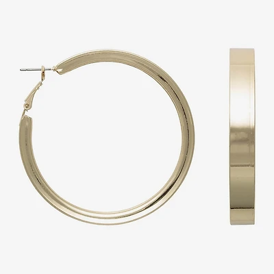 Bold Elements Gold Tone Thick Womens 58mm Hoop Earrings