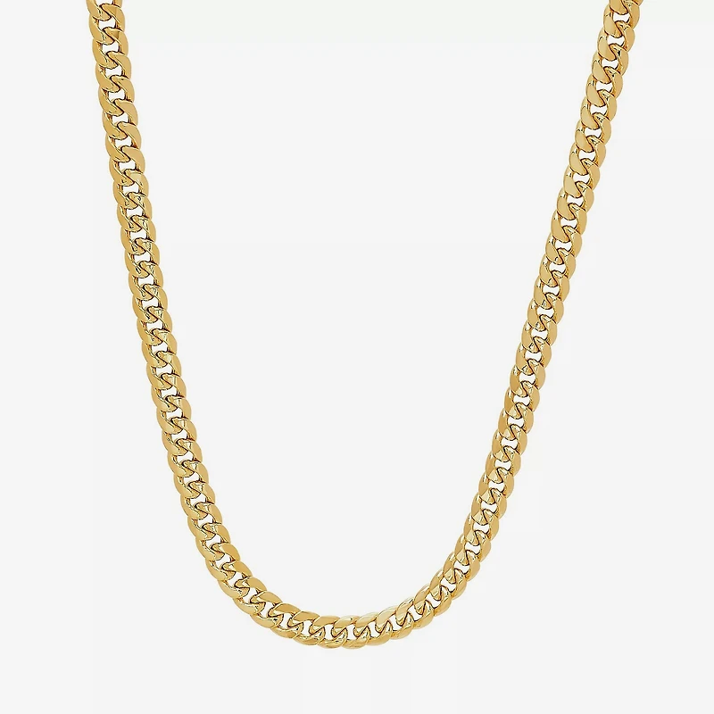 Made Italy Mens 10K White Gold 14K 22 Inch Curb Chain Necklace