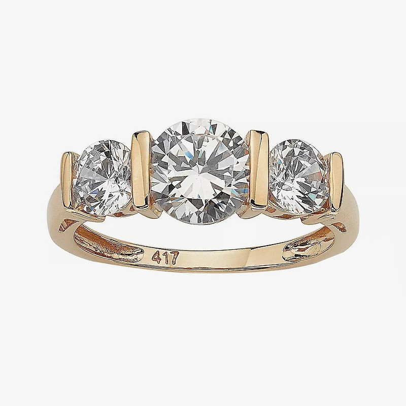 DiamonArt® Womens CT. T.W. White Cubic Zirconia 10K Gold Engagement Ring
