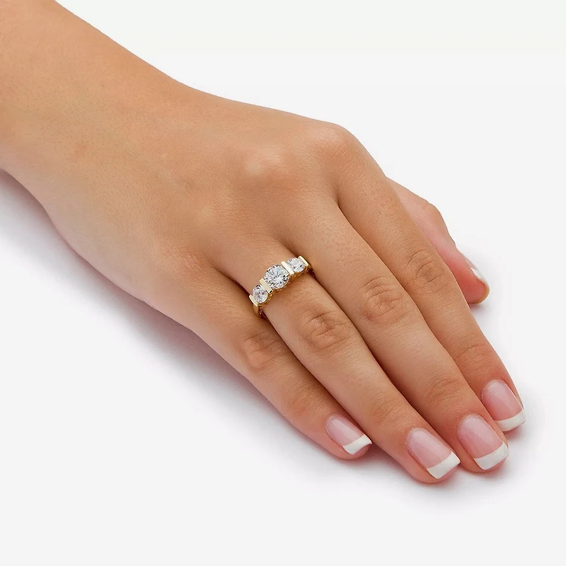 DiamonArt® Womens CT. T.W. White Cubic Zirconia 10K Gold Engagement Ring