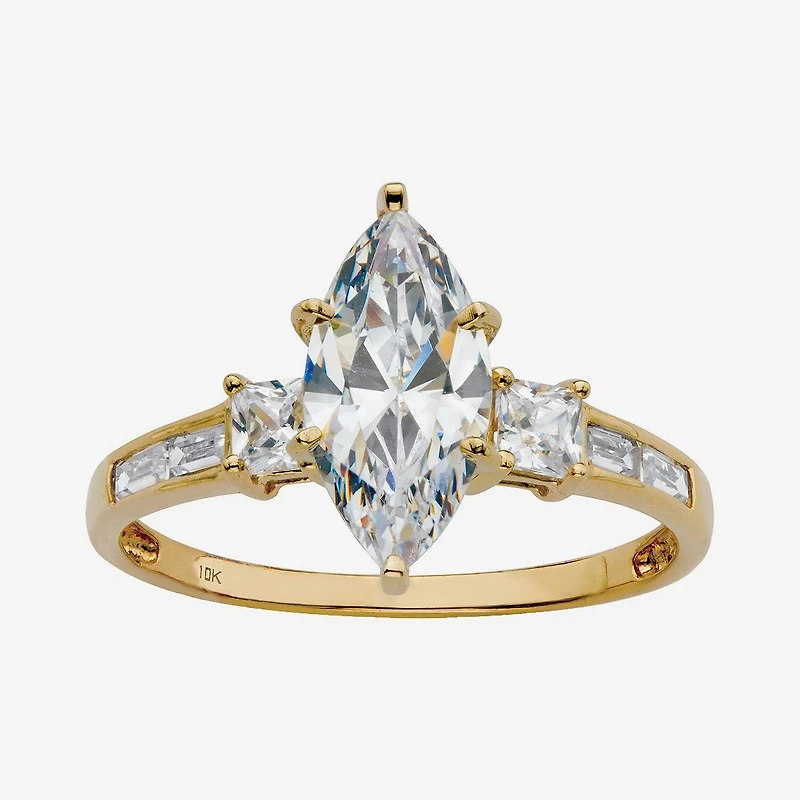 DiamonArt® Womens 2 1/2 CT. T.W. White Cubic Zirconia 10K Gold Engagement Ring