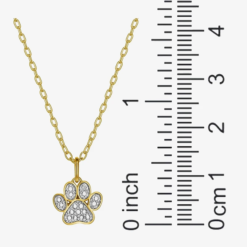 Sparkle Allure Paw Womens White Diamond Accent Pure Silver Over Bronze 18 Inch Pendant Necklace