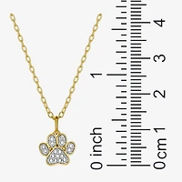 Sparkle Allure Paw Womens White Diamond Accent Pure Silver Over Bronze 18 Inch Pendant Necklace