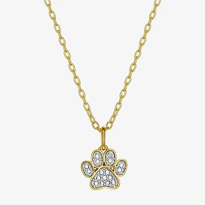 Sparkle Allure Paw Womens White Diamond Accent Pure Silver Over Bronze 18 Inch Pendant Necklace