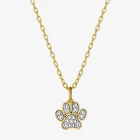 Sparkle Allure Paw Womens White Diamond Accent Pure Silver Over Bronze 18 Inch Pendant Necklace