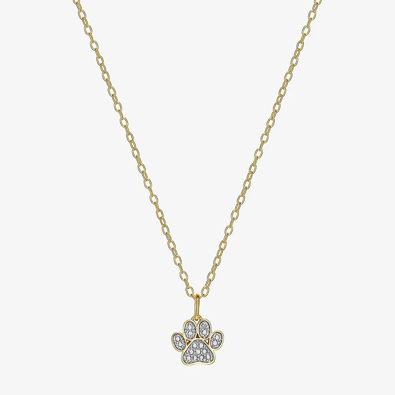 Sparkle Allure Paw Womens White Diamond Accent Pure Silver Over Bronze 18 Inch Pendant Necklace