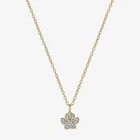 Sparkle Allure Paw Womens White Diamond Accent Pure Silver Over Bronze 18 Inch Pendant Necklace