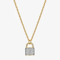 Sparkle Allure Padlock Womens White Diamond Accent Pure Silver Over Bronze 18 Inch Pendant Necklace