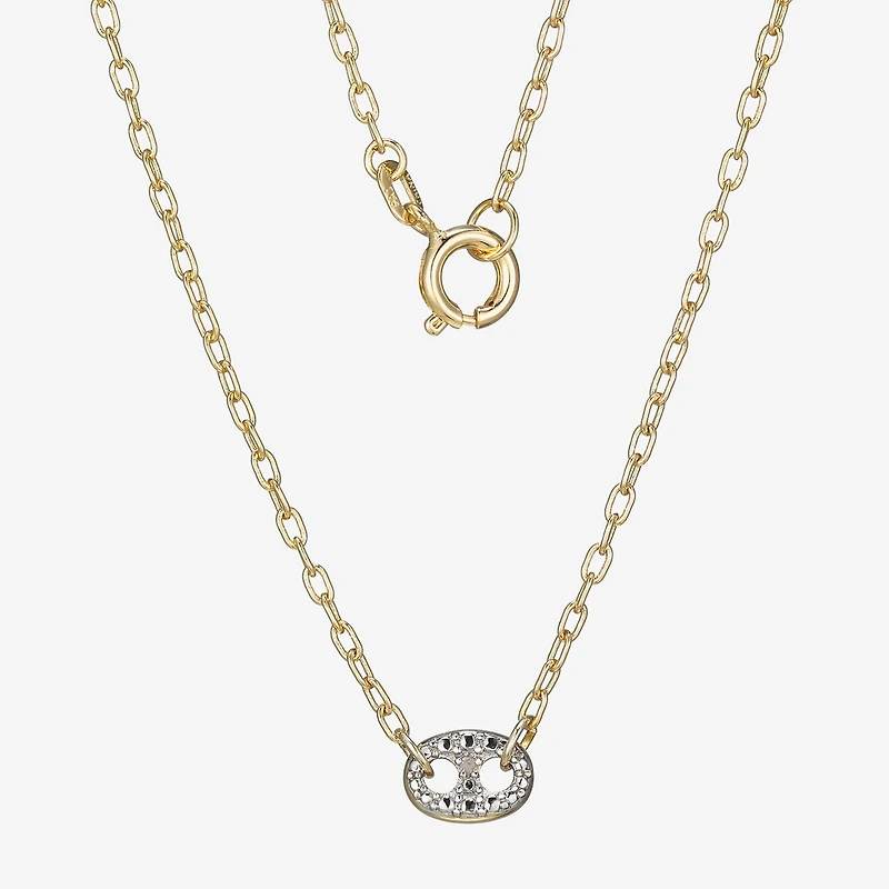 Sparkle Allure Womens White Diamond Accent Pure Silver Over Bronze Oval 18 Inch Pendant Necklace