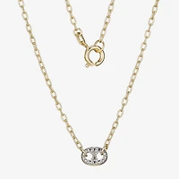 Sparkle Allure Womens White Diamond Accent Pure Silver Over Bronze Oval 18 Inch Pendant Necklace